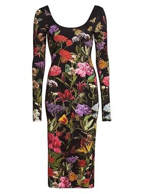 Alice + Olivia Delora Floral Midi-dress